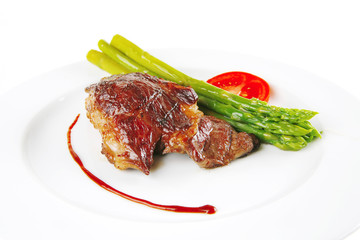 roasted beef served on white
