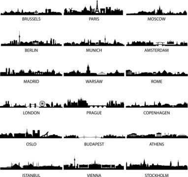vector european city skylines