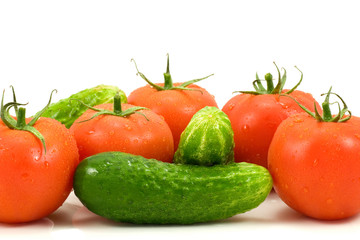 close-up of vegetables on a  white background