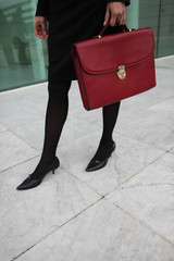 Sacoche en cuir rouge