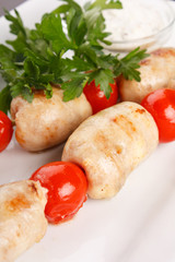 Roasted kebab with vegetables