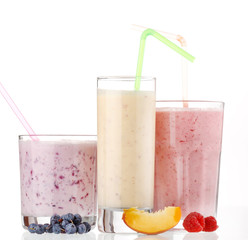 berry smoothies isolated on white background