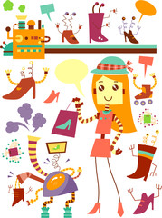 Shoe Fashion Robot Doodle