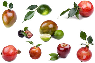 Fresh fruit on white