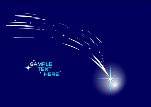 Abstract comet with stars. Vector illustration.