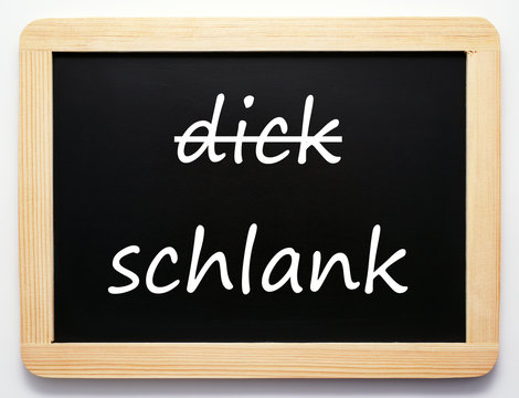schlank / dick - Konzept Schild