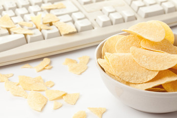 potato chips and keyboard
