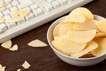 potato chips and keyboard