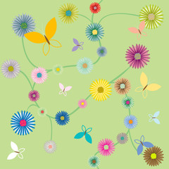 Fototapeta premium butterflies and flowers