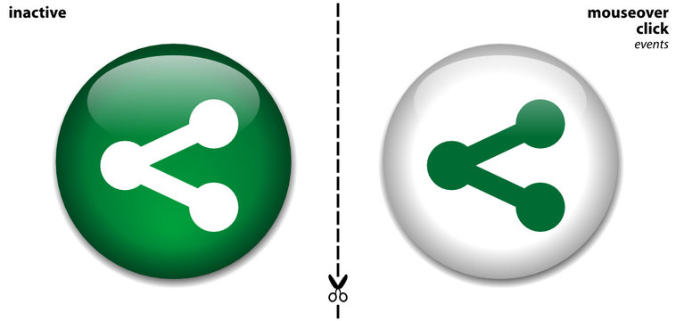 SHARE-MORE Web Buttons (ACTIVE [mouseover|click] & INACTIVE pair