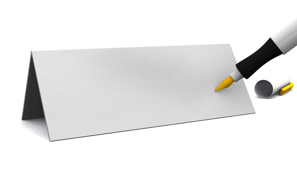 3D - Blanko Tischkarte mit Füllfederhalter - freigestellt 02