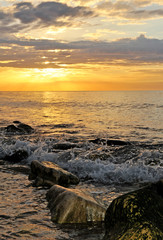Panele Szklane  morze i zachód słońca