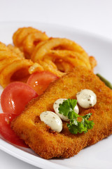 Seelachs in der Knusperkruste mit Calamares
