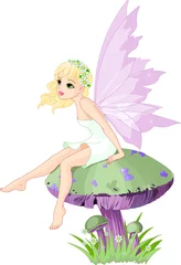 Printed kitchen splashbacks Magic World Fairy on the Mushroom