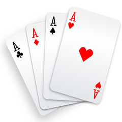 Fototapeta premium Four aces playing cards poker winner hand