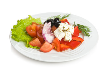 Greek salad with a goat cheese.