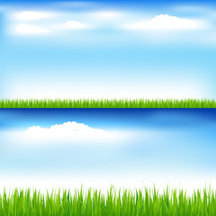 Obraz na płótnie Canvas Green Grass And Blue Sky