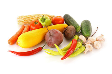 fresh vegetables on the white background