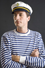 Young sailor man with white sailor hat