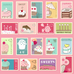 sweet postage stamps set