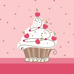cherry cupcake card