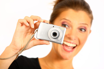 Young woman taking pictures