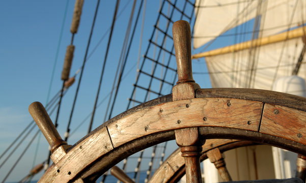 Fototapeta Ship steering wheel