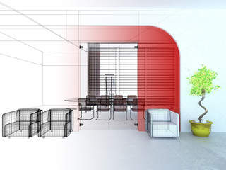 sala convegni ufficio rendering 3d