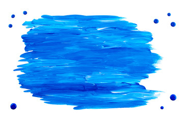 Blue acrylic paint frame/blot isolated on white