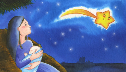 Natività: Maria col bambino Gesù e la cometa © carlafcastagno