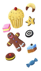 Cookie, candy and muffin