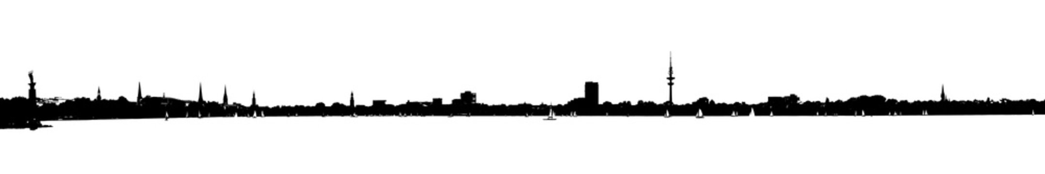 Au&szlig;enalsterpanorama als Scherenschnitt