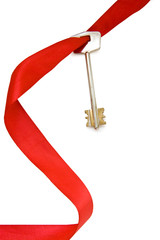 House keys with red ribbon