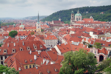 Fototapeta na wymiar Red roofs of Prague seen from Hradcany.