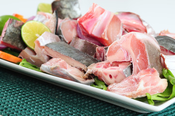 Fish and vegetables.