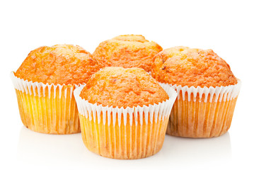 Fresh baked cupcakes over white