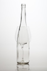 Wineglass and winebottle