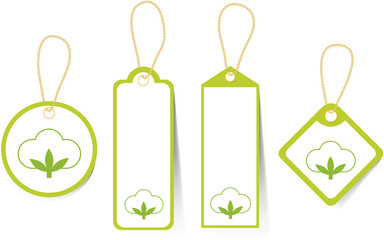 The price tags for products from a cotton.