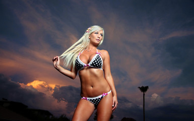 Bikini sunset woman