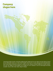 Clean blue brochure design with Earth map