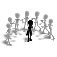 a group of 3d male icon toon characters voting for the one in th