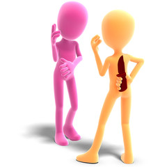 3d male icon toon character plans an ambush. 3D rendering with c