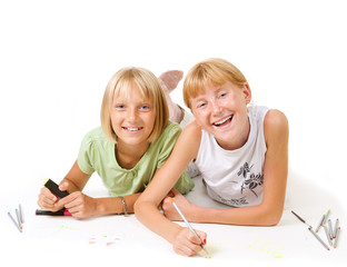 Happy Schoolgirls Painting