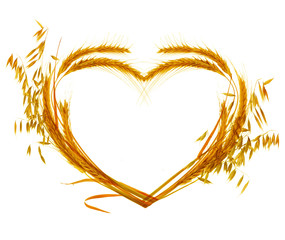 Wheat Heart design over white