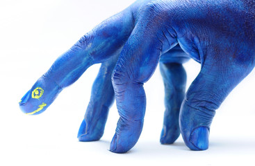 "blue dinosaur" painted hand