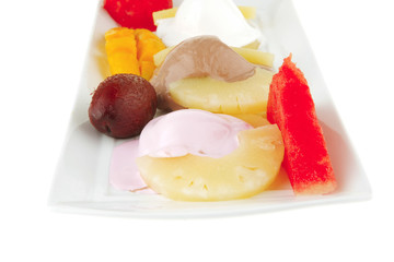 ice cream on pineapple