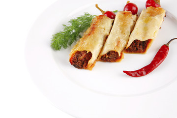 cannelloni and red hot peppers