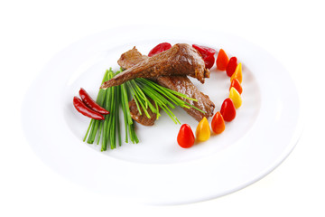 roast beef meat on white plate