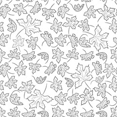 Doodle seamless background from decorative autumn leaves