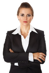 modern business woman with crossed arms on chest isolated